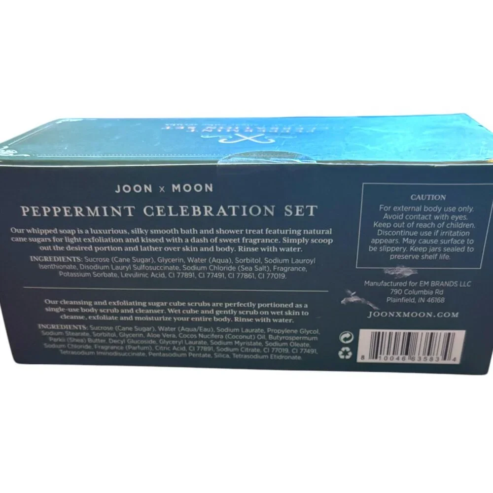 Joon Moon Peppermint Whipped Soap &‎ Sugar Cube Scrub Celebration Set NEW